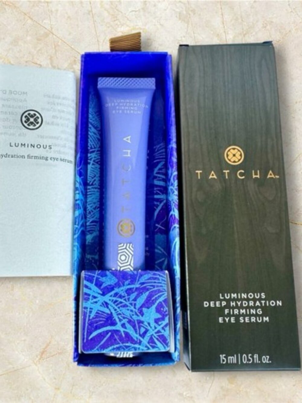 Tatcha Luminous Deep Hydration Firming Eye  Serum Caffeinated Instant Cream 15ml